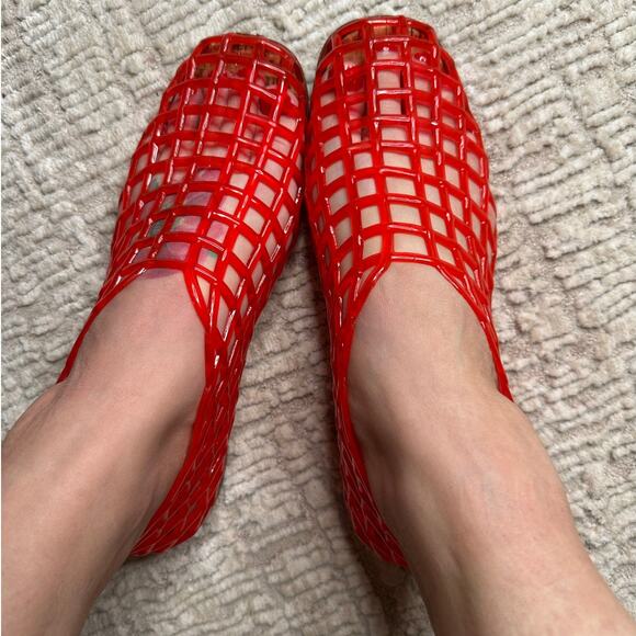 Jelly Mesh Ballet Flats for Women Clear Hollow Jellies Flat Sandals Slip On - Picture 8 of 9